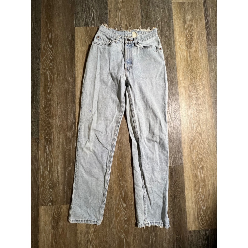 Levis Vintage High Waisted Jeans Womens 7 S Light Wash Good Raw Hem‎ USA Made
